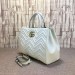 Gucci White GG Marmont Medium Matelasse Top Handle Bag